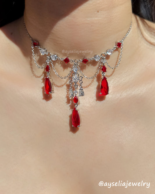 Valentina Silver-Red Necklace