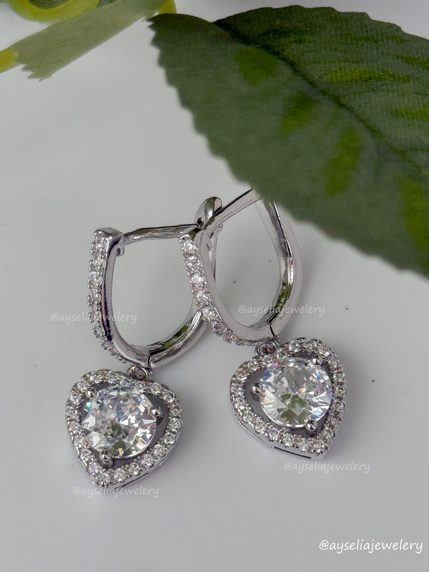 Heart Silver Hoop Earrings