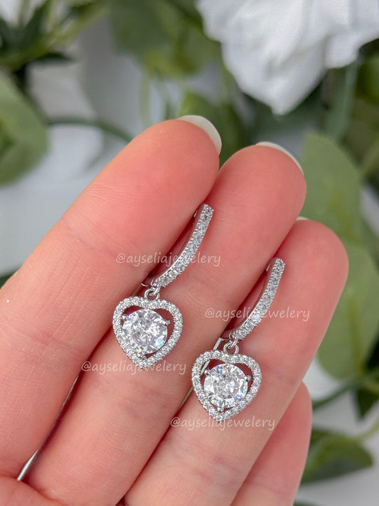 Heart Silver Hoop Earrings