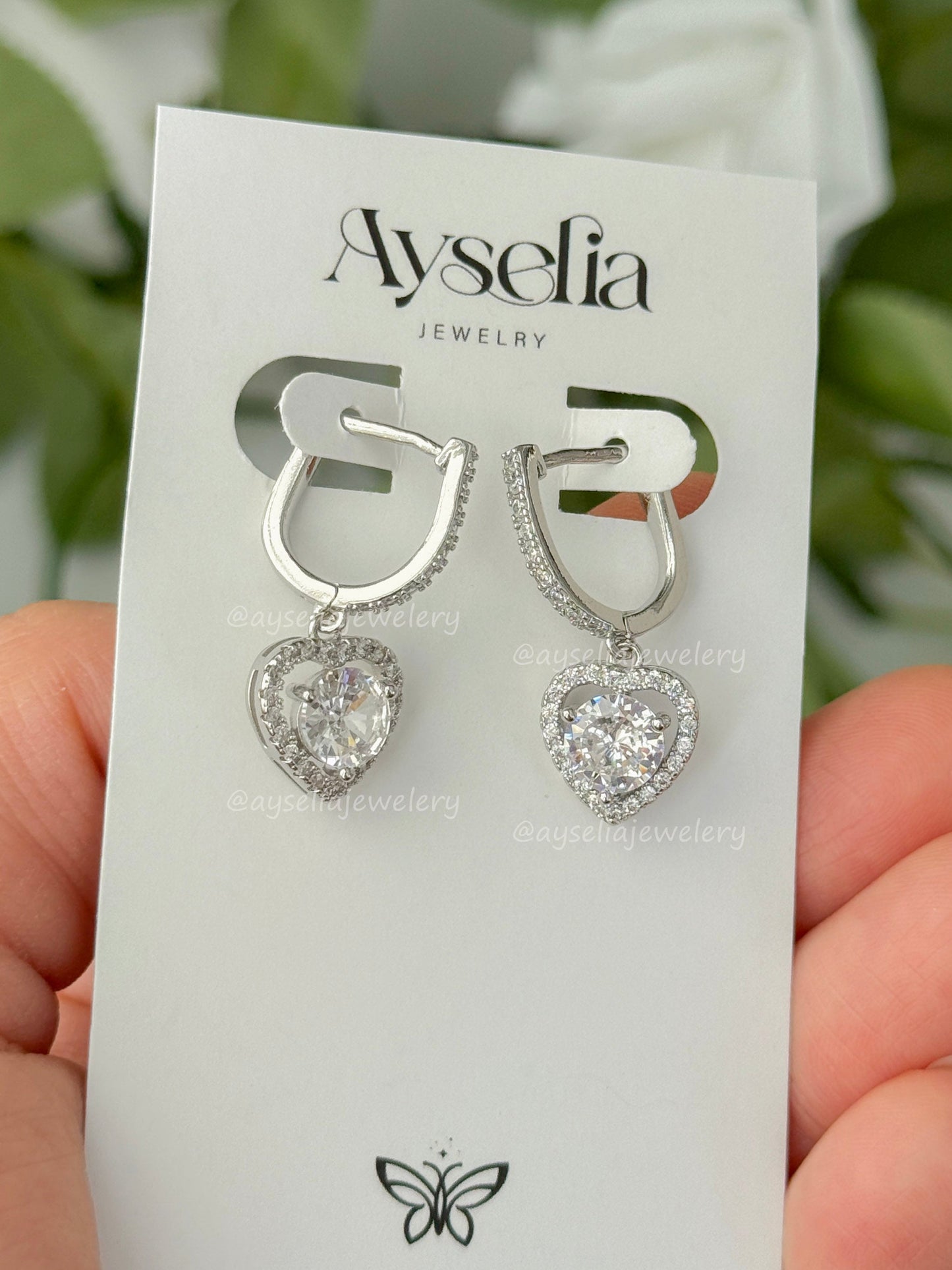 Heart Silver Hoop Earrings