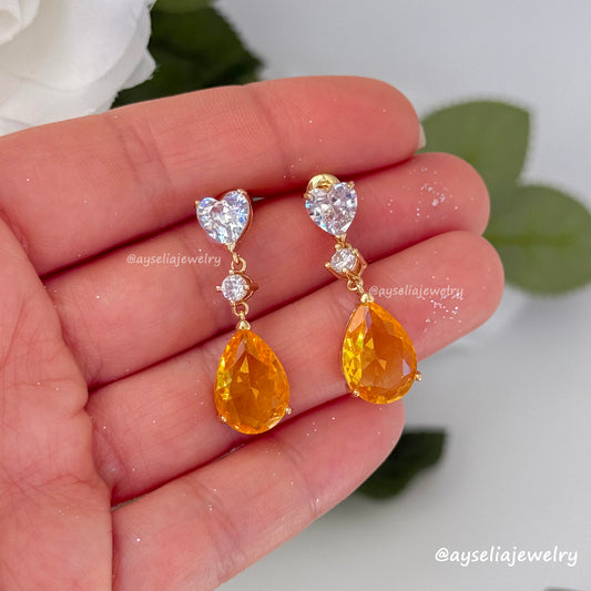 Amber Heart & Drop Earrings