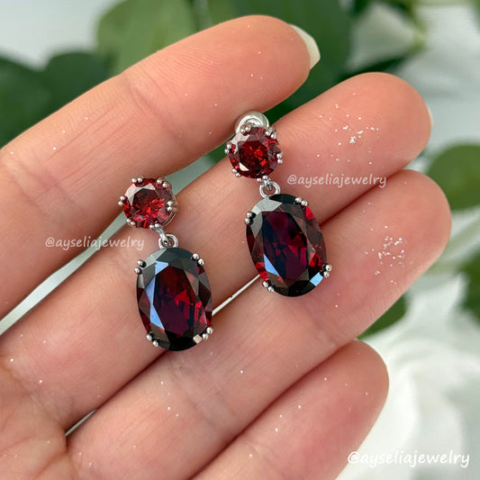 Deep Red Drop Earrings