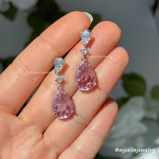 Pink & Silver Drop Earrings