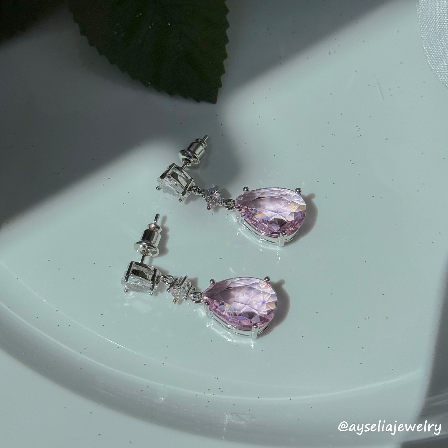 Pink & Silver Drop Earrings