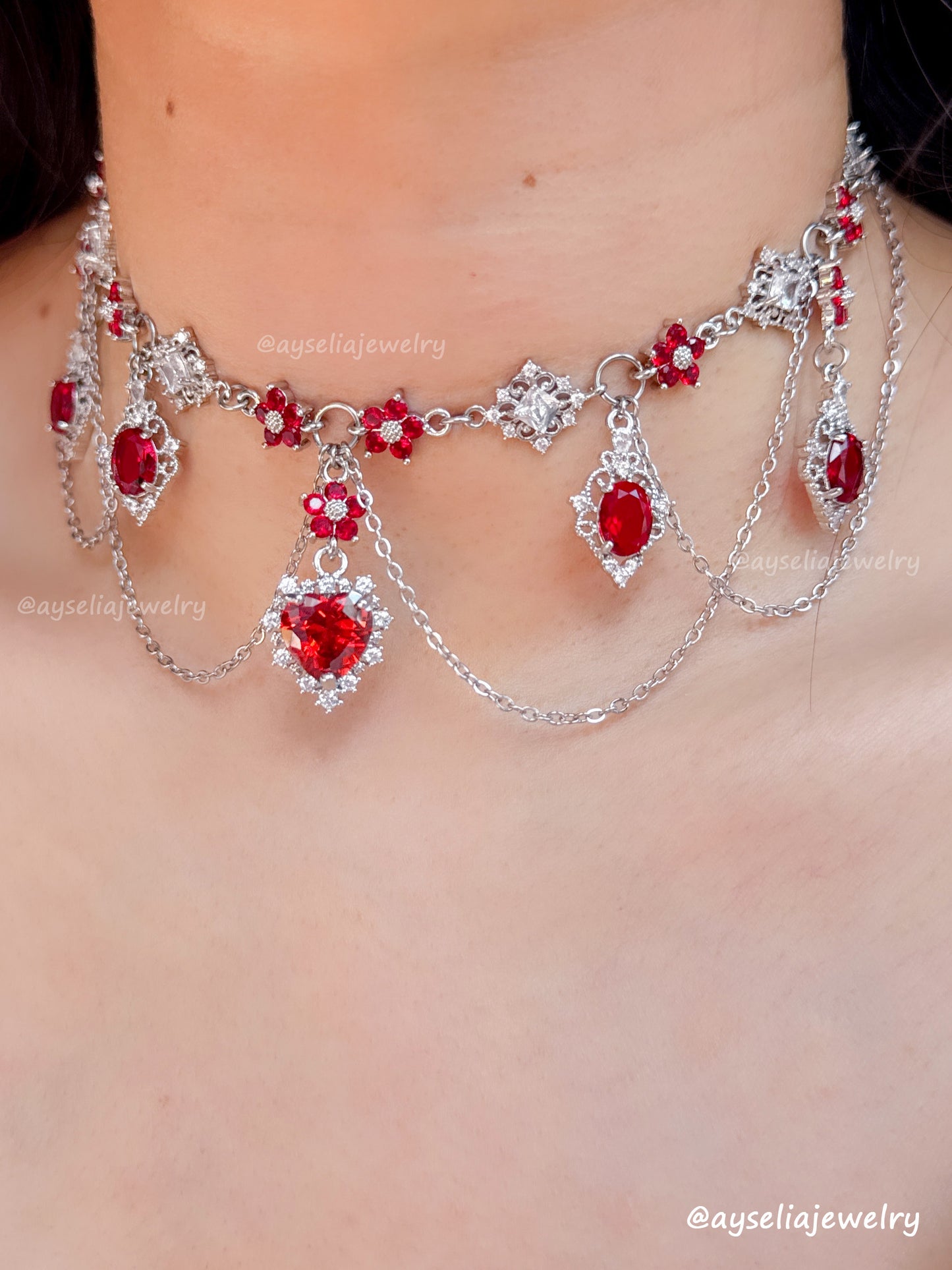 Eudora Silver-Red Necklace