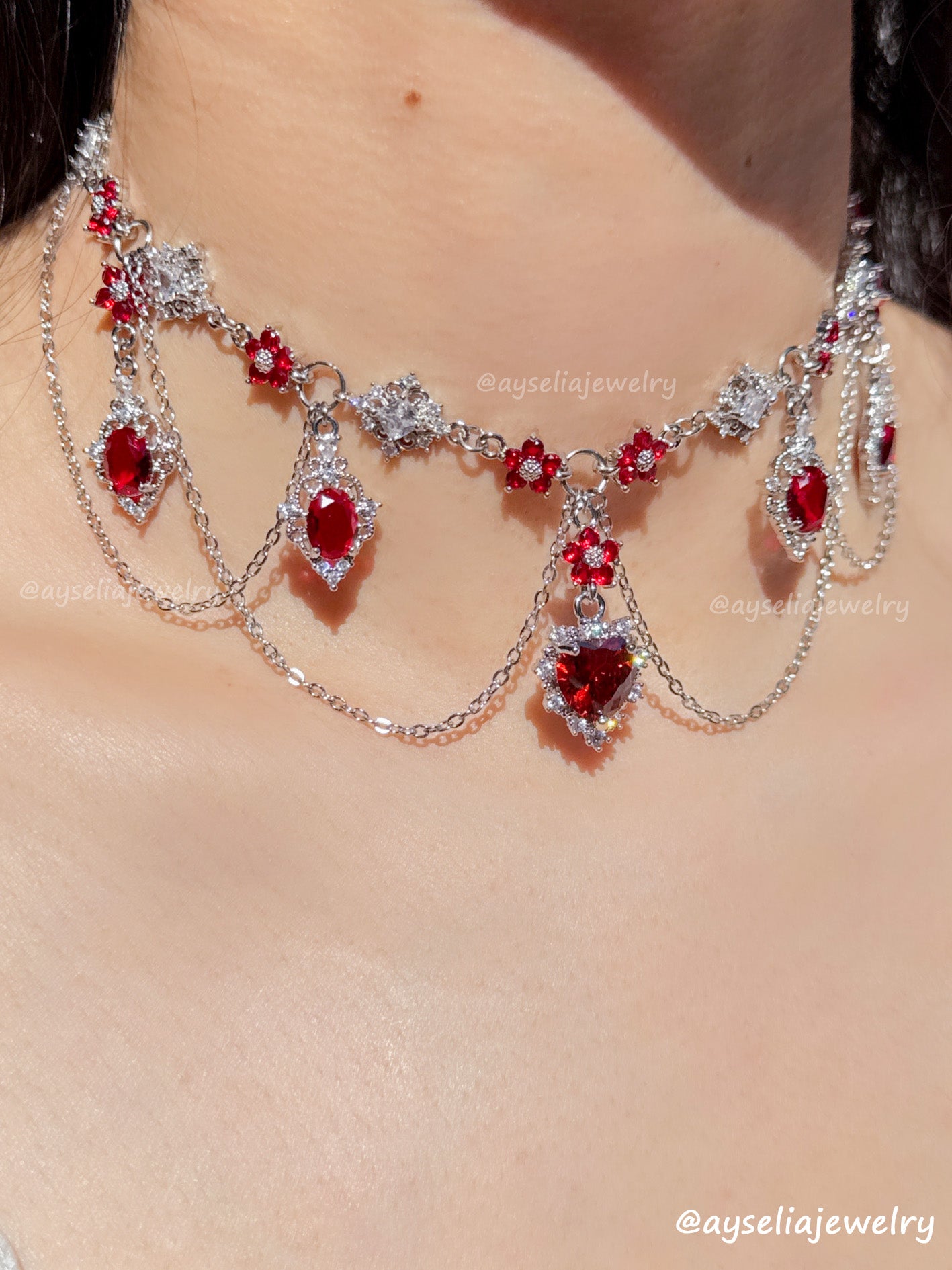 Eudora Silver-Red Necklace
