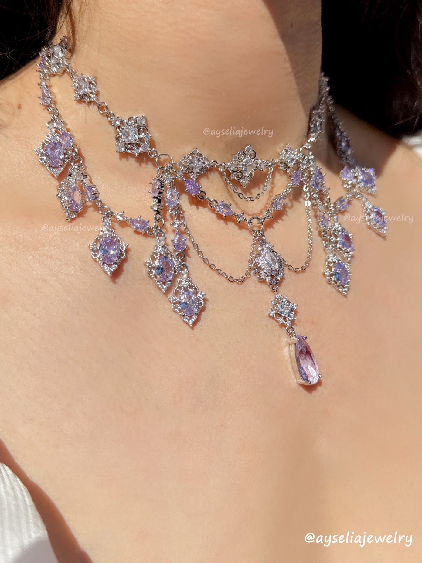 Ravessia Silver-Lavender Necklace