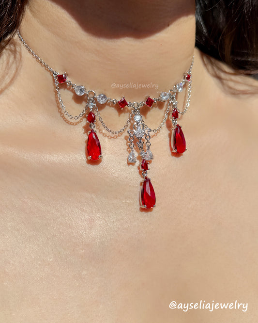 Valentina Silver-Red Necklace